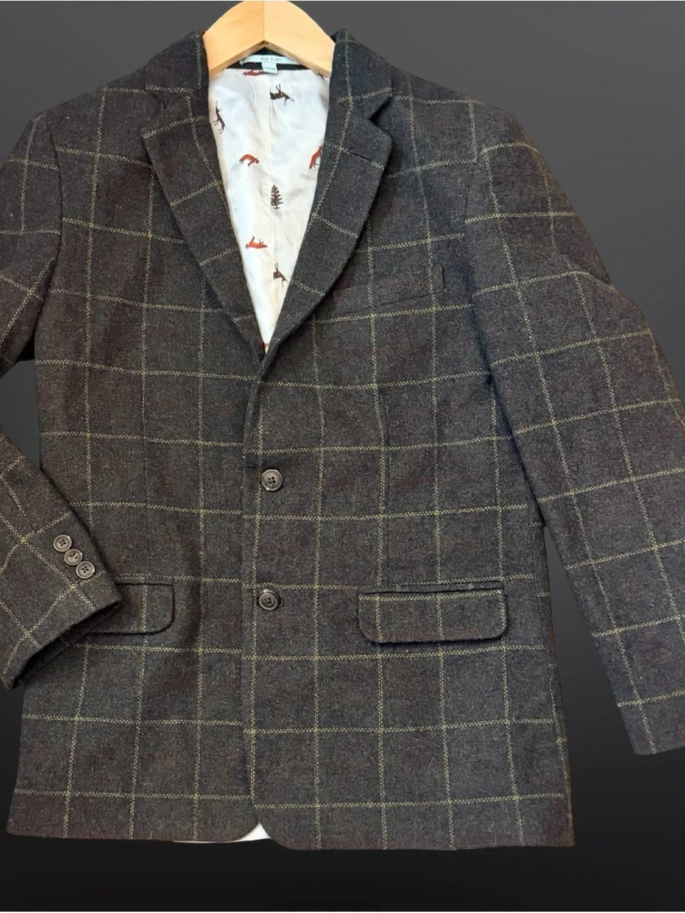 Class Club Gold Label Boys Wool Blend Blazer 14/16 | Windowpane Plaid